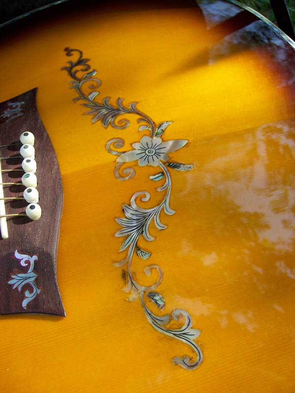 MandoHarp - 'Hands of Gaia' Inlaid Cutaway-Style Acoustic Guitar