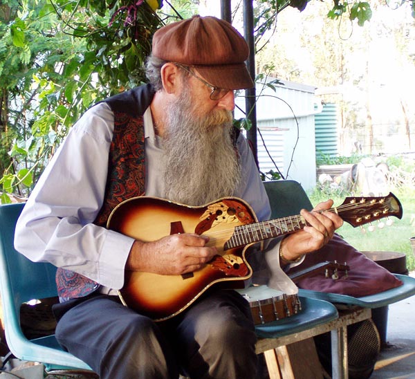 John Spencer at Leeville with Ovation-style Mandolin