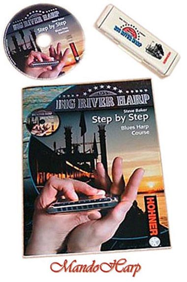 MandoHarp - Hohner Steve Baker 'Step by Step' Starter Set for Blues Harp - Includes Course Book, CD and Hohner Big River Harmonica