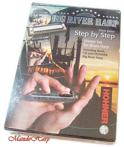 MandoHarp - Hohner Steve Baker 'Step by Step' Starter Set for Blues Harp - Includes Course Book, CD and Hohner Big River Harmonica