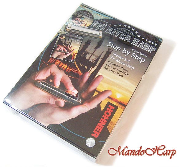 MandoHarp - Hohner Steve Baker 'Step by Step' Starter Set for Blues Harp - Includes Course Book, CD and Hohner Big River Harmonica