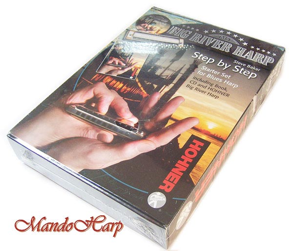 MandoHarp - Hohner Steve Baker 'Step by Step' Starter Set for Blues Harp - Includes Course Book, CD and Hohner Big River Harmonica