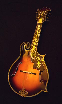 MandoHarp - 'Twisting Vines' Hand-Made F4-Style Mandolin with Abalone and Mother of Pearl Inlay