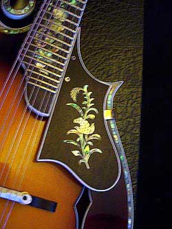 MandoHarp - 'Twisting Vines' Hand-Made F4-Style Mandolin with Abalone and Mother of Pearl Inlay