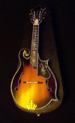 MandoHarp - 'Twisting Vines' Hand-Made F4-Style Mandolin with Abalone and Mother of Pearl Inlay