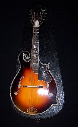MandoHarp - 'Twisting Vines' Hand-Made F4-Style Mandolin with Abalone and Mother of Pearl Inlay
