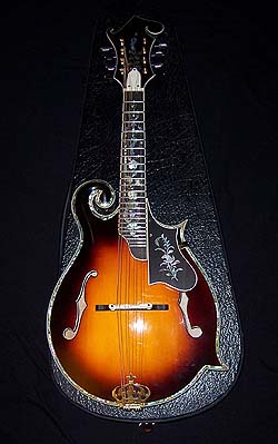MandoHarp - 'Twisting Vines' Hand-Made F4-Style Mandolin with Abalone and Mother of Pearl Inlay