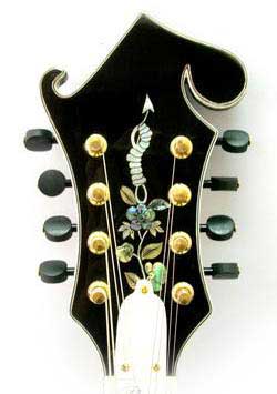 MandoHarp - 'Twisting Vines' Hand-Made F4-Style Mandolin with Abalone and Mother of Pearl Inlay