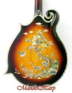MandoHarp - 'Twisting Vines' Hand-Made F4-Style Mandolin with Abalone and Mother of Pearl Inlay