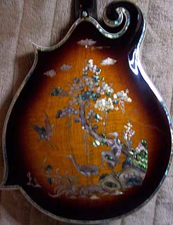 MandoHarp - 'Twisting Vines' Hand-Made F4-Style Mandolin with Abalone and Mother of Pearl Inlay