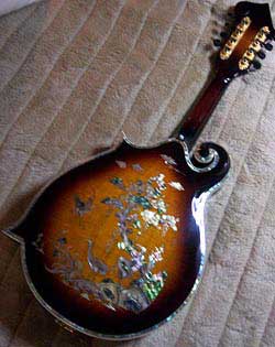 MandoHarp - 'Twisting Vines' Hand-Made F4-Style Mandolin with Abalone and Mother of Pearl Inlay