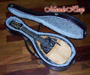 MandoHarp - Lovers' Swing - Hand-made Classical Bowl-back Inlaid Mandolin with Beautiful Oil Painting
