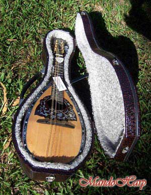 MandoHarp - Lovers' Swing - Hand-made Classical Bowl-back Inlaid Mandolin with Beautiful Oil Painting