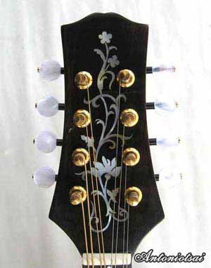 MandoHarp - Lovers' Swing - Hand-made Classical Bowl-back Inlaid Mandolin with Beautiful Oil Painting