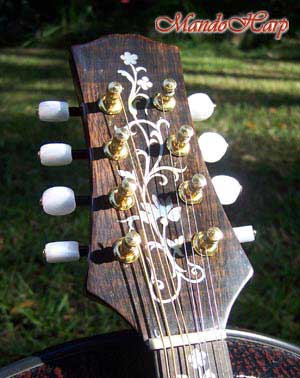 MandoHarp - Lovers' Swing - Hand-made Classical Bowl-back Inlaid Mandolin with Beautiful Oil Painting
