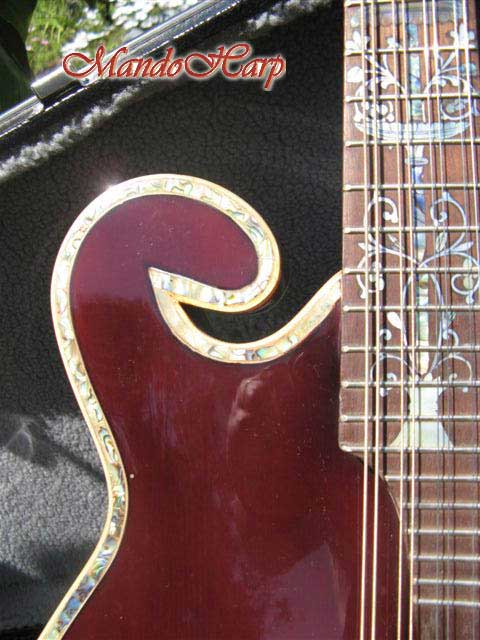 MandoHarp - 'Chalice Vines' F5-Style Mandola with Abalone and Mother of Pearl Inlay