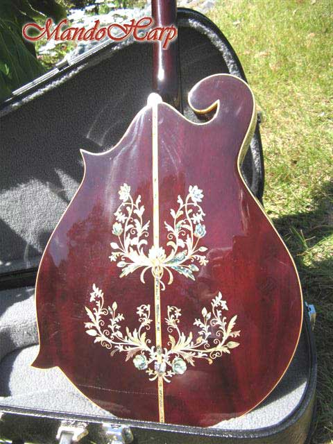MandoHarp - 'Twisting Vines' Hand-Made F4-Style Mandolin with Abalone and Mother of Pearl Inlay