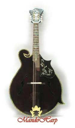 MandoHarp - 'Chalice Vines' F5-Style Mandola with Abalone and Mother of Pearl Inlay