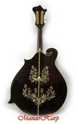 MandoHarp - 'Chalice Vines' F5-Style Mandola with Abalone and Mother of Pearl Inlay