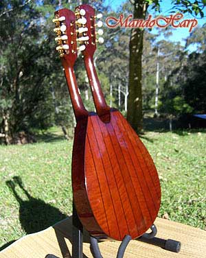 MandoHarp - Hand-Made Double-Neck Mandolinola with Abalone and Mother of Pearl Inlay