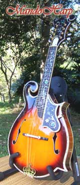 MandoHarp - 'Abalone Vines' Hand-Made F5 Mandolin with Abalone and Mother of Pearl Inlay