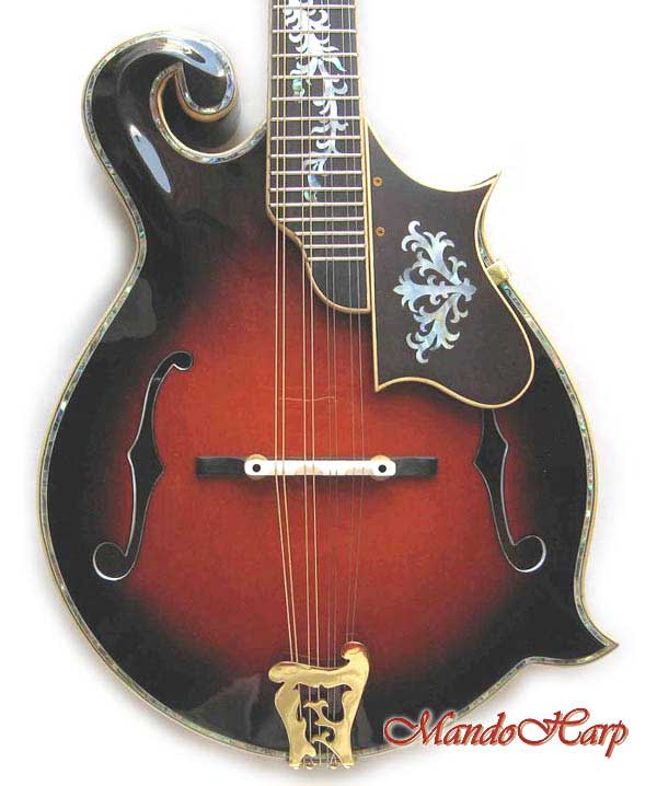 MandoHarp - 'Floral Vines' Hand-Carved Inlaid F5-Style Mandolin