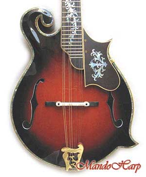 MandoHarp - 'Floral Vines' Hand-Carved Inlaid F5-Style Mandolin