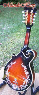 MandoHarp - 'Floral Vines' Hand-Carved F5-Style Mandolin with Abalone and Mother of Pearl Inlay