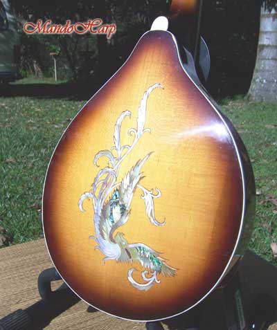 MandoHarp - 'Bird Flower' Hand-Made Inlaid A-Style Mandolin