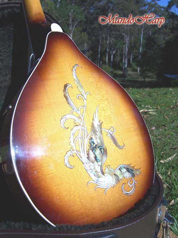MandoHarp - 'Bird Flower' Hand-Made Inlaid A-Style Mandolin