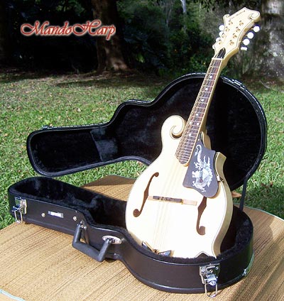 MandoHarp - 'Old Hickory' Blonde F5-Style Mandolin with Inlaid Pickguard and Tailpiece
