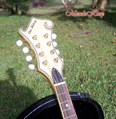 MandoHarp - 'Old Hickory' Blonde F5-Style Mandolin with Inlaid Pickguard and Tailpiece