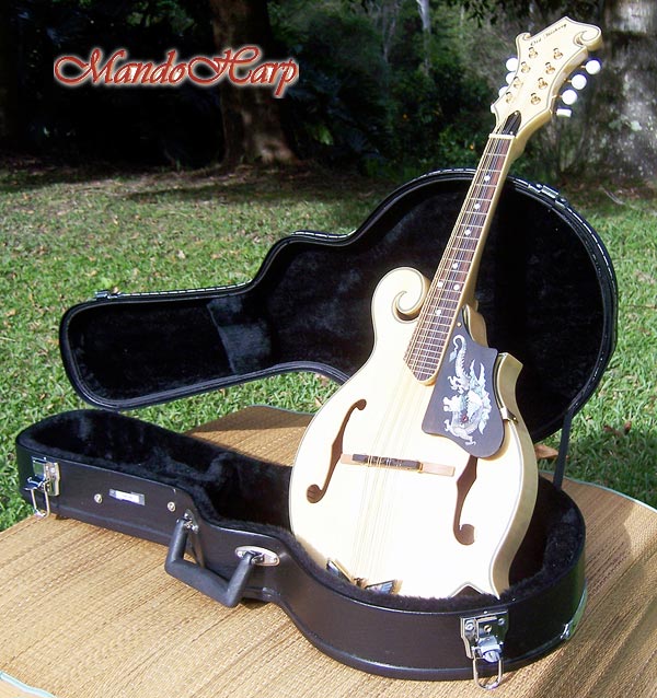 MandoHarp - 'Old Hickory' Blonde F5-Style Mandolin with Inlaid Pickguard and Tailpiece