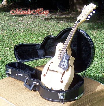 MandoHarp - 'Old Hickory' Blonde F5-Style Mandolin with Inlaid Pickguard and Tailpiece