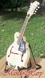 MandoHarp - 'Old Hickory' Blonde F5-Style Mandolin with Inlaid Pickguard and Tailpiece