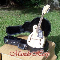 MandoHarp - 'Old Hickory' Blonde F5-Style Mandolin with Inlaid Pickguard and Tailpiece