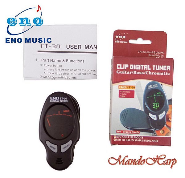 MandoHarp - Eno ET-30 Clip-On Backlit LCD Chromatic Mandolin/Violin/Ukulele/Banjo Tuner