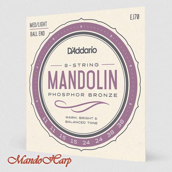 MandoHarp - Mandolin Strings - D'Addario EJ70 Phosphor Bronze Medium Light Ball End 0.011-0.038