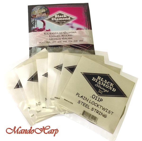 MandoHarp - Black Diamond N477M Electric Guitar strings. Nickel Round Wound. Medium - 0.011