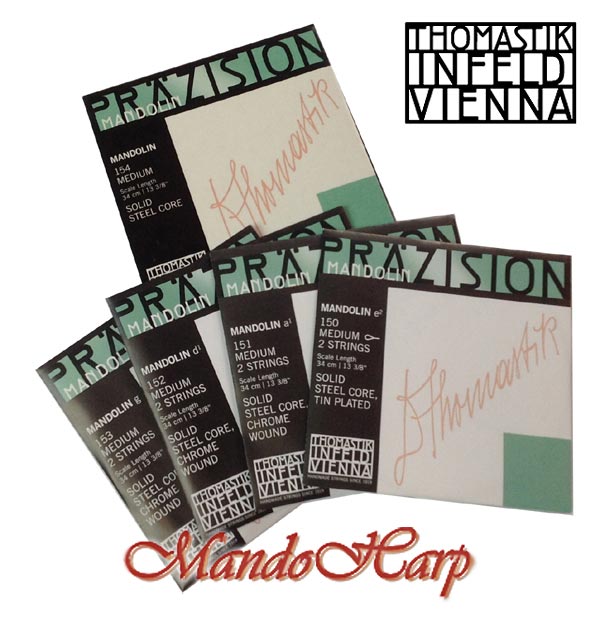 MandoHarp - Mandolin Strings - Thomastik-Infeld 154 Pr�zision Mandolin Medium Flat-Wound 0.010-0.033