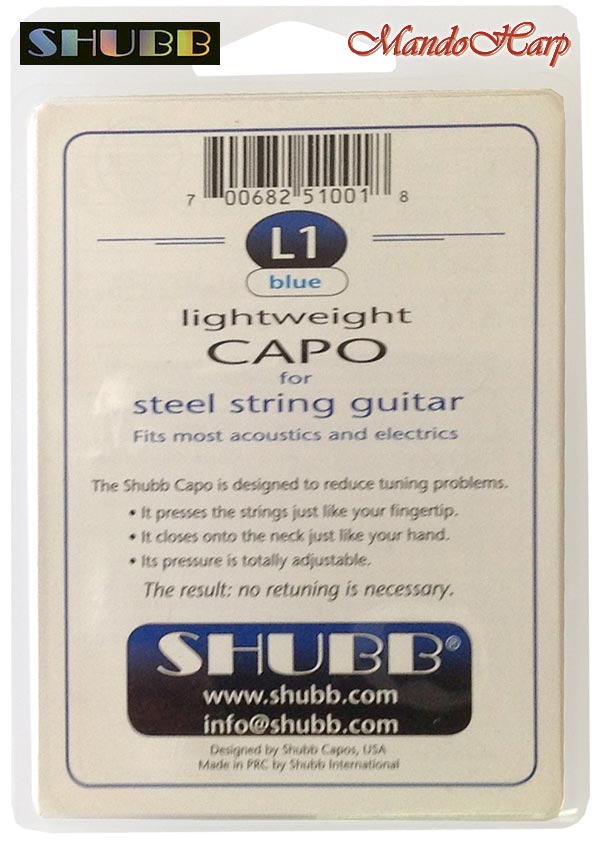 MandoHarp - Shubb Lite Capo - L1 for Steel String Guitar - Blue