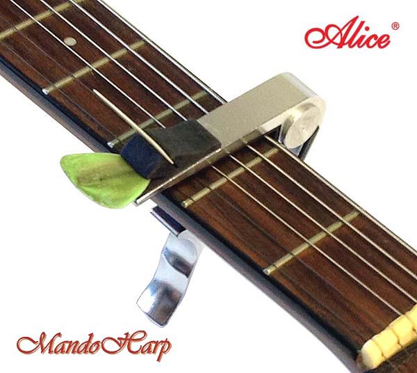 MandoHarp - Alice A007D Heavy Duty Spring-Loaded Lever-Action Guitar Capo with Pickholder