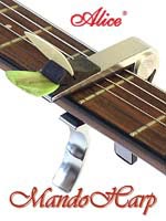MandoHarp - Alice A007D Heavy Duty Spring-Loaded Lever-Action Guitar Capo with Pickholder