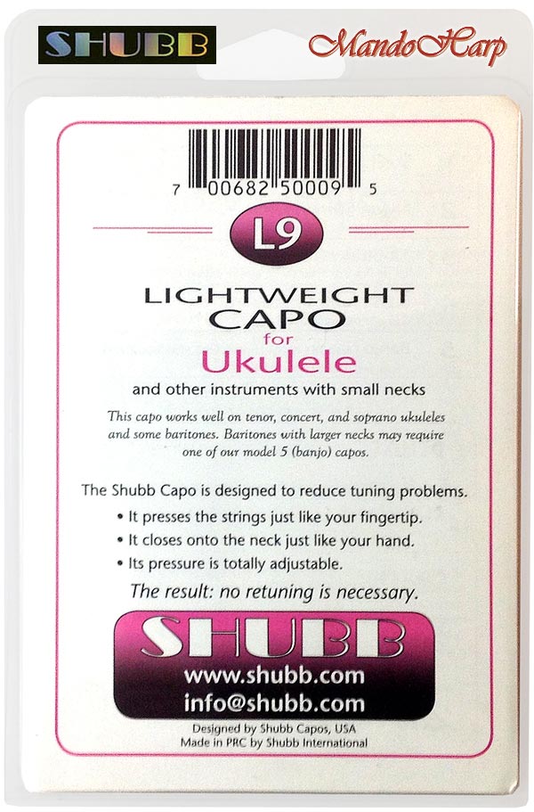 MandoHarp - Shubb Lite Capo - L9 for Ukulele - Aluminium