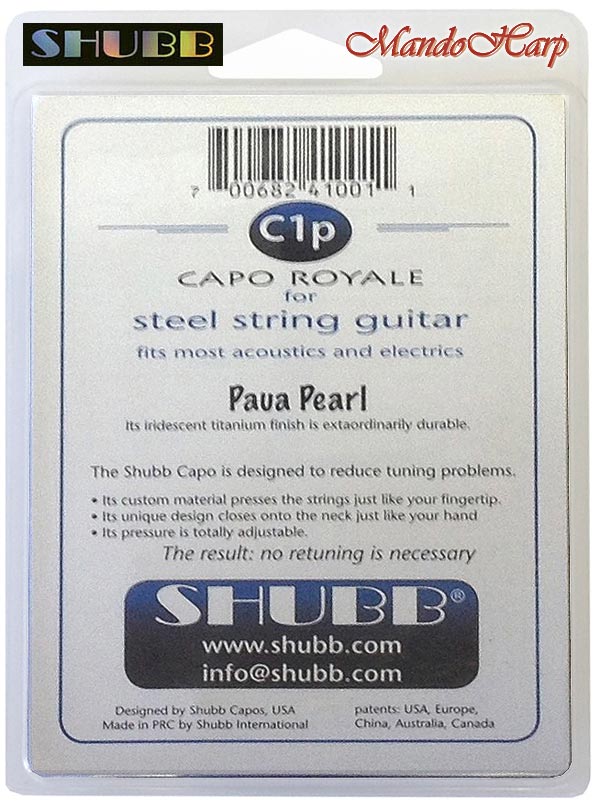 MandoHarp - Shubb Capo Royale Paua Pearl - C1p for Steel String Guitar - High-Tech Iridescent Finish