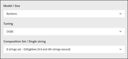 MandoHarp - Ukulele Strings - Aquila 26U Baritone 8-String, DdGgbbee, 4 x New Nylgut&reg;, 2 x Wound