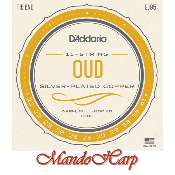 MandoHarp - 11-String Oud Strings - D'Addario EJ95 Silver-Plated Copper-Wound 0.022-0.041